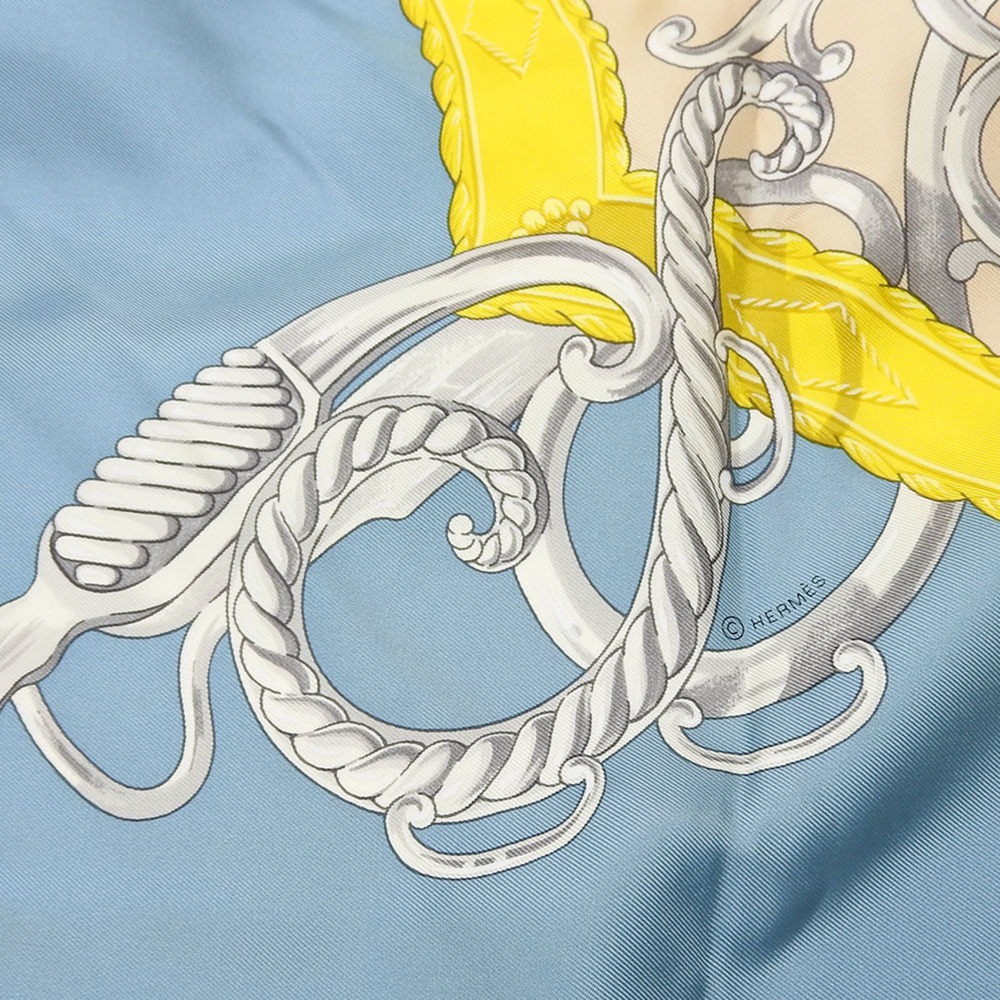 HERMES Authentic Blue Silk Scarf - Picture 7 of 11